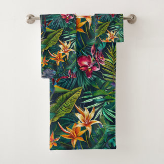 Tropical Jungle Flowers Bath Towel Set