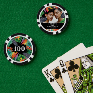 Tropical Jungle Flowers Elegant Engagement Wedding Poker Chips