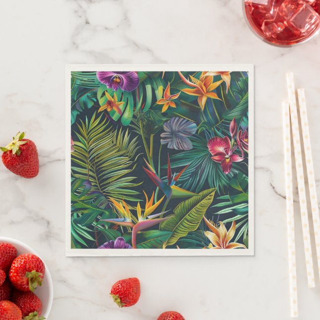 Tropical Jungle Flowers Paper  Napkin (Insitu)