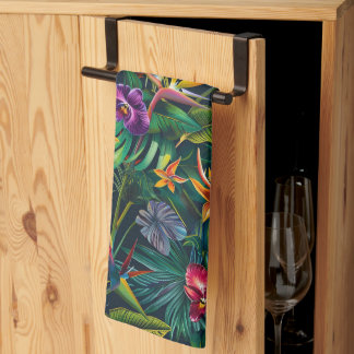 Tropical Jungle Flowers Tea Towel
