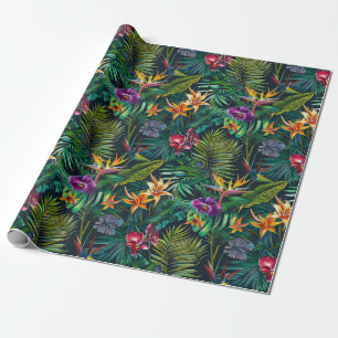 Tropical Jungle Flowers Wrapping Paper
