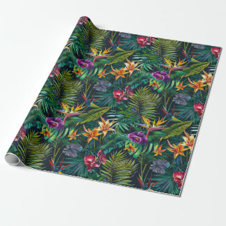 Tropical Jungle Flowers Wrapping Paper