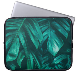 tropical jungle foliage,dark green leaf nature bac laptop sleeve