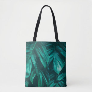 tropical jungle foliage,dark green leaf nature bac tote bag
