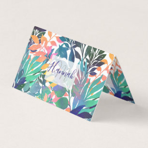 Tropical Jungle Foliage Watercolor Greenery Business Card