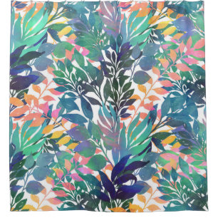Tropical Jungle Foliage Watercolor Greenery Shower Curtain