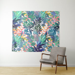 Tropical Jungle Foliage Watercolor Greenery Tapestry