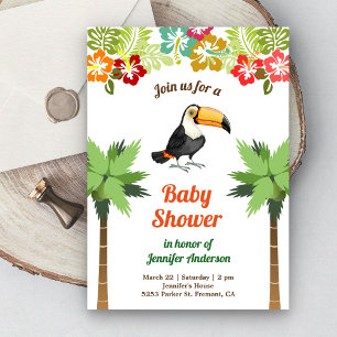 Tropical Jungle Forest Toucan Baby Shower Invitation