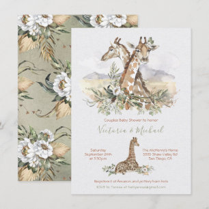 Tropical Jungle Giraffe Baby Shower invitations