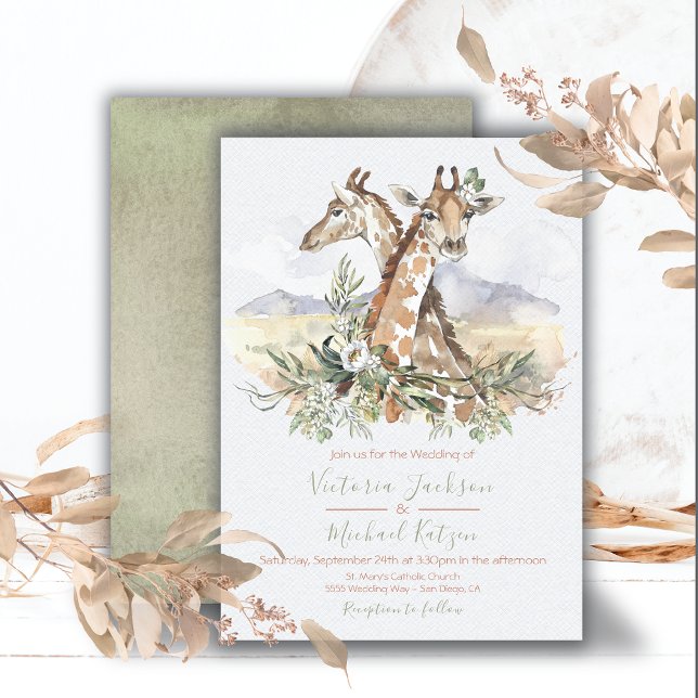 Tropical Jungle Giraffe Wedding invitations (Creator Uploaded)