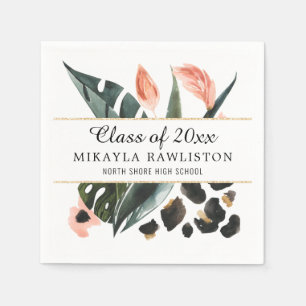 Tropical Jungle Greenery   Graduation Party Napkin