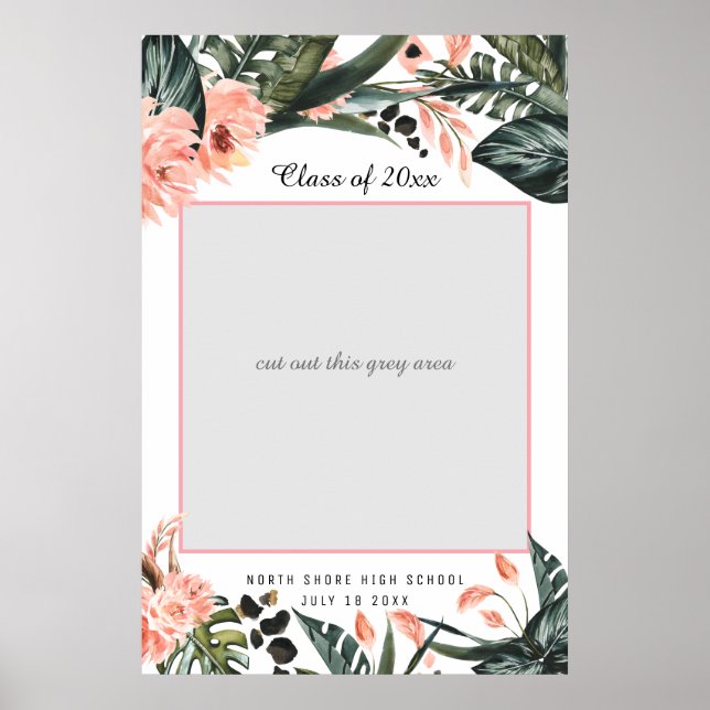 Tropical Jungle Greenery | Graduation Photo Prop Poster (Front)