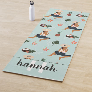 Tropical Jungle Greenery Pineapple Coconut Yoga Mat