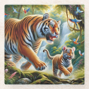 Tropical Jungle Harmony Painting Glass Coaster