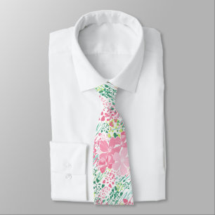 Tropical Jungle Hibiscus Animal Print - Pink Tie