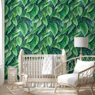 Tropical jungle island foliage greenery pattern wallpaper