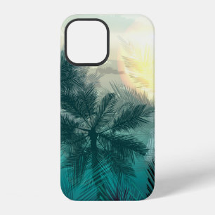 Tropical jungle landscape with palm trees and leaf iPhone 12 case