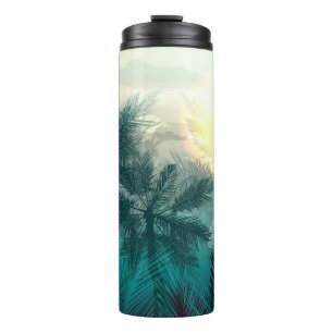 Tropical jungle landscape with palm trees and leaf thermal tumbler