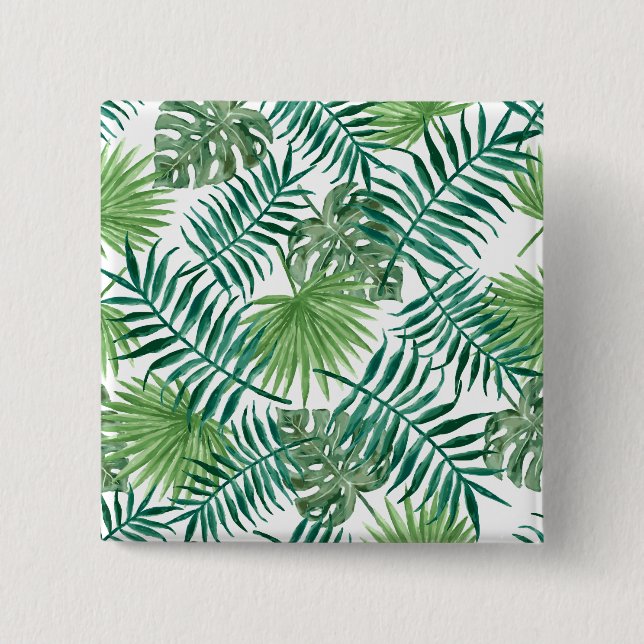 Tropical Jungle Leaves 15 Cm Square Badge (Front)