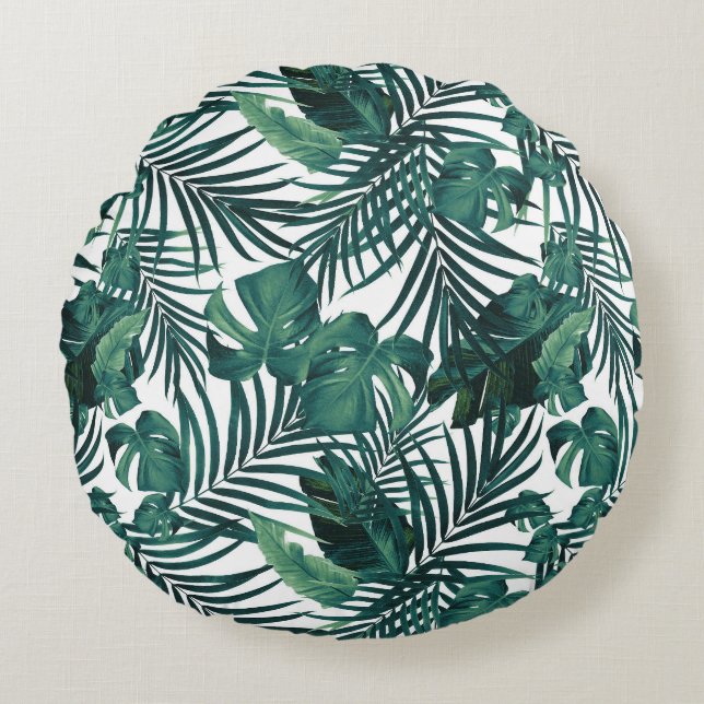 Tropical Jungle Leaves 1 - Repeating Round Cushion (Front)