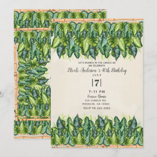 Tropical Jungle Leaves & Bamboo Botanical Birthday Invitation