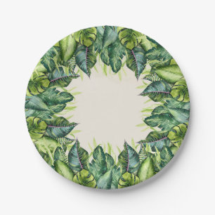 Tropical Jungle Leaves Botanical Birthday Party Paper Plate