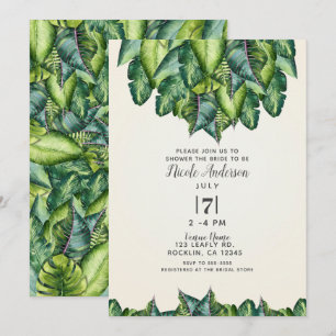Tropical Jungle Leaves Botanical Bridal Shower Invitation