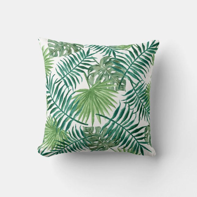Tropical Jungle Leaves Cushion (Front)