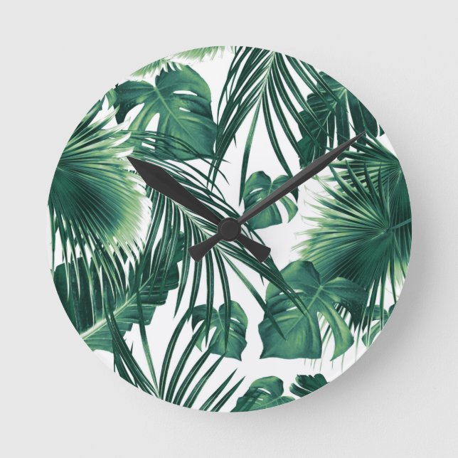 Tropical Jungle Leaves Dream #7 #tropical Round Clock (Front)