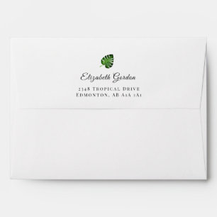 Tropical Jungle Leaves Elegant Wedding Bridal Envelope