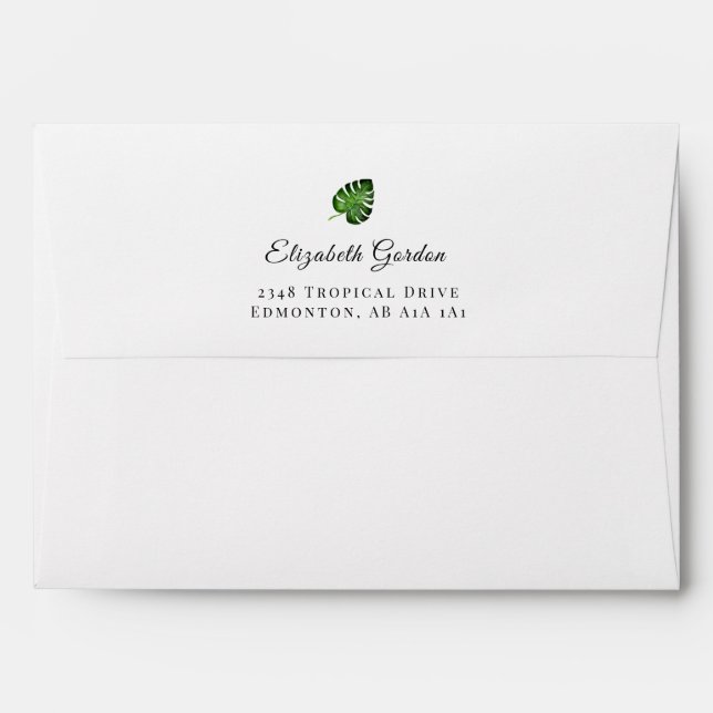 Tropical Jungle Leaves Elegant Wedding Bridal Envelope (Back (Top Flap))
