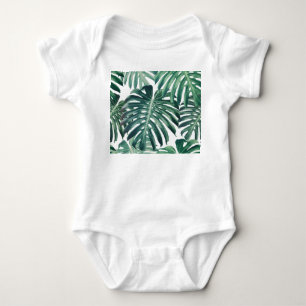 Tropical Jungle Leaves Floral Background Baby Bodysuit