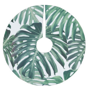 Tropical Jungle Leaves Floral Background Brushed Polyester Tree Skirt