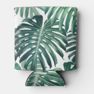 Tropical Jungle Leaves Floral Background Can Cooler