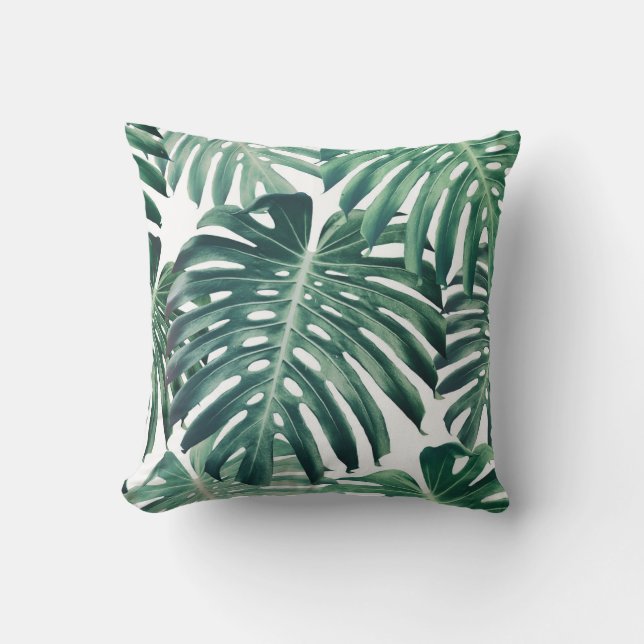 Tropical Jungle Leaves Floral Background Cushion (Front)