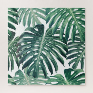 Tropical Jungle Leaves Floral Background Jigsaw Puzzle