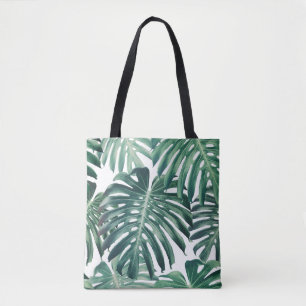 Tropical Jungle Leaves Floral Background Tote Bag