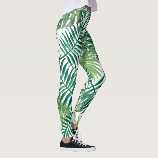 Tropical Jungle Leaves Leggings (Right)
