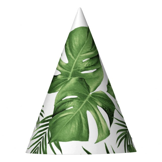 Tropical Jungle Leaves Pattern #12 (2020 Edition) Party Hat (Front)