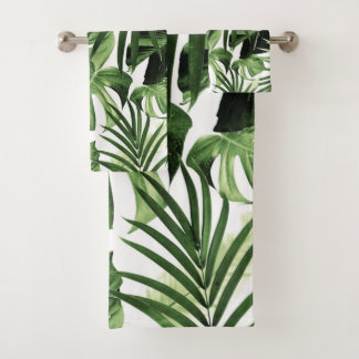 Tropical Jungle Leaves Pattern #12 Bath Towel Set