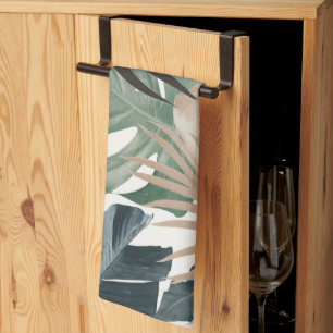 Tropical Jungle Leaves Pattern #13 (Fall Colours) Tea Towel