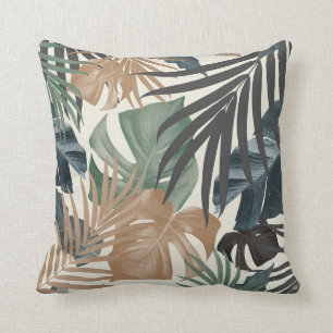 Tropical Jungle Leaves Pattern #13a Cushion