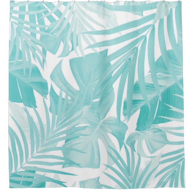 Tropical Jungle Leaves Pattern #15 #tropical #art  Shower Curtain (Front)