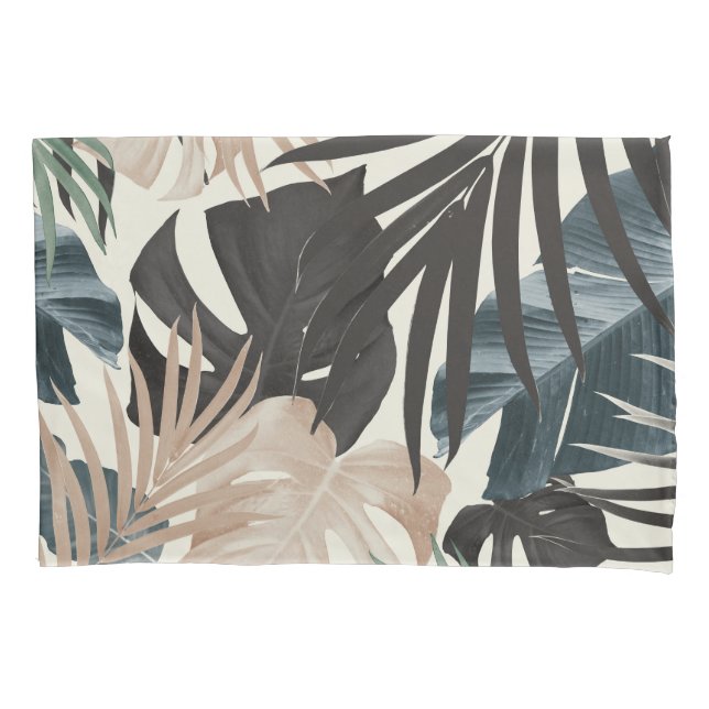 Tropical Jungle Leaves Pattern #20 (Fall Colours) Pillowcase (Front)