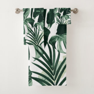 Tropical Jungle Leaves Pattern #4 Bath Towel Set