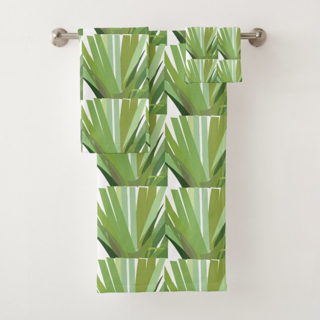 Tropical Jungle Leaves Pattern Bath Towel Set (Insitu)