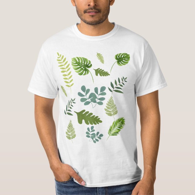 Tropical Jungle Leaves Pattern – Botanical Green  T-Shirt (Front)
