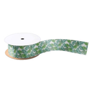 Tropical Jungle Leaves Satin Ribbon