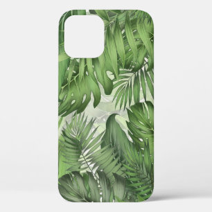 Tropical jungle leaves: seamless floral background iPhone 12 case