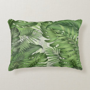 Tropical jungle leaves: seamless floral background decorative cushion